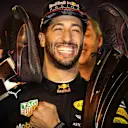 race winner Daniel Ricciardo (AUS) Red Bull Racing celebrates with the team, the trophy and the shoes at Formula One World Championship, Rd8, Azerbaijan Grand Prix, Race, Baku City Circuit, Baku, Azerbaijan, Sunday 25 June 2017. © Sutton Images