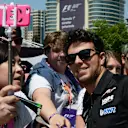 Sergio Perez (MEX) Force India fans selfie at Formula One World Championship, Rd8, Azerbaijan Grand Prix, Race, Baku City Circuit, Baku, Azerbaijan, Sunday 25 June 2017. © Sutton Images