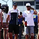 Lance Stroll (CDN) Williams and Lewis Hamilton (GBR) Mercedes AMG F1 on the drivers parade at Formula One World Championship, Rd8, Azerbaijan Grand Prix, Race, Baku City Circuit, Baku, Azerbaijan, Sunday 25 June 2017. © Sutton Images