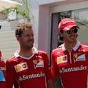 Sebastian Vettel (GER) Ferrari and Antonio Giovinazzi (ITA) Ferrari Test and Reserve Driver Formula One World Championship, Rd8, Azerbaijan Grand Prix, Race, Baku City Circuit, Baku, Azerbaijan, Sunday 25 June 2017. © Sutton Images
