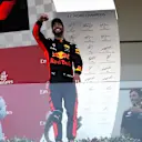 Race winner Daniel Ricciardo (AUS) Red Bull Racing celebrates on the podium at Formula One World Championship, Rd8, Azerbaijan Grand Prix, Race, Baku City Circuit, Baku, Azerbaijan, Sunday 25 June 2017. © Sutton Images