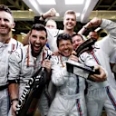 Williams mechanics celebrate third place in the garage at Formula One World Championship, Rd8, Azerbaijan Grand Prix, Race, Baku City Circuit, Baku, Azerbaijan, Sunday 25 June 2017. © Sutton Images