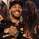 Race winner Daniel Ricciardo (AUS) Red Bull Racing celebrates with the trophies at Formula One World Championship, Rd8, Azerbaijan Grand Prix, Race, Baku City Circuit, Baku, Azerbaijan, Sunday 25 June 2017. © Sutton Images