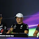 Esteban Ocon (FRA) Force India F1, Valtteri Bottas (FIN) Mercedes AMG F1 and Romain Grosjean (FRA) Haas F1 in the Press Conference at Formula One World Championship, Rd8, Azerbaijan Grand Prix, Preparations, Baku City Circuit, Baku, Azerbaijan, Thursday 22 June 2017. © Sutton Images
