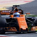 Fernando Alonso (ESP) McLaren MCL32 with aero paint on front wing at Formula One World Championship, Rd3, Bahrain Grand Prix Practice, Bahrain International Circuit, Sakhir, Bahrain, Friday 14 April 2017. © Sutton Motorsport Images