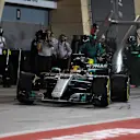 Lewis Hamilton (GBR) Mercedes-Benz F1 W08 Hybrid pit stop at Formula One World Championship, Rd3, Bahrain Grand Prix Race, Bahrain International Circuit, Sakhir, Bahrain, Sunday 16 April 2017. © Sutton Motorsport Images