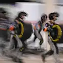 Force India mechanics with Pirelli tyres prepare for a pit stop at Formula One World Championship, Rd3, Bahrain Grand Prix Race, Bahrain International Circuit, Sakhir, Bahrain, Sunday 16 April 2017. © Sutton Motorsport Images