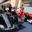 Mercedes-Benz F1 W08 Hybrid and Ferrari SF70-H at Formula One World Championship, Rd3, Bahrain Grand Prix Preparations, Bahrain International Circuit, Sakhir, Bahrain, Thursday 13 April 2017. © Sutton Motorsport Images