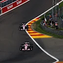 Esteban Ocon (FRA) Force India VJM10 and Sergio Perez (MEX) Force India VJM10 at Formula One World Championship, Rd12, Belgian Grand Prix, Practice, Spa Francorchamps, Belgium, Friday 25 August 2017. © Sutton Images
