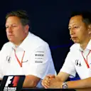 Zak Brown (USA) McLaren Executive Director and Yusuke Hasegawa (JPN) Head of Honda Motorsport in the Press Conference at Formula One World Championship, Rd12, Belgian Grand Prix, Practice, Spa Francorchamps, Belgium, Friday 25 August 2017. © Sutton Images