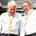 Charlie Whiting (GBR) FIA Delegate and Ross Brawn (GBR) Formula One Managing Director of Motorsports on stage at Formula One World Championship, Rd12, Belgian Grand Prix, Qualifying, Spa Francorchamps, Belgium, Saturday 26 August 2017. © Sutton Images
