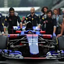 Scuderia Toro Rosso mechanics with Scuderia Toro Rosso STR12 at Formula One World Championship, Rd12, Belgian Grand Prix, Qualifying, Spa Francorchamps, Belgium, Saturday 26 August 2017. © Sutton Images