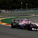 Sergio Perez (MEX) Force India VJM10 and Esteban Ocon (FRA) Force India VJM10 at Formula One World Championship, Rd12, Belgian Grand Prix, Qualifying, Spa Francorchamps, Belgium, Saturday 26 August 2017. © Sutton Images