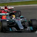 Lewis Hamilton (GBR) Mercedes-Benz F1 W08 Hybrid and Sebastian Vettel (GER) Ferrari SF70-H battle at Formula One World Championship, Rd12, Belgian Grand Prix, Race, Spa Francorchamps, Belgium, Sunday 27 August 2017. © Sutton Images