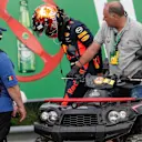 Race retiree Max Verstappen (NED) Red Bull Racing with Race Marshals and Security after stopping on track at Formula One World Championship, Rd12, Belgian Grand Prix, Race, Spa Francorchamps, Belgium, Sunday 27 August 2017. © Sutton Images