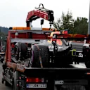 The car of Max Verstappen (NED) Red Bull Racing RB13 is recovered by marshals after stopping on track at Formula One World Championship, Rd12, Belgian Grand Prix, Race, Spa Francorchamps, Belgium, Sunday 27 August 2017. © Sutton Images
