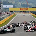 Lewis Hamilton (GBR) Mercedes-Benz F1 W08 Hybrid leads at the start of the race at Formula One World Championship, Rd12, Belgian Grand Prix, Race, Spa Francorchamps, Belgium, Sunday 27 August 2017. © Sutton Images
