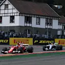 Kimi Raikkonen (FIN) Ferrari SF70-H leads Lewis Hamilton (GBR) Mercedes-Benz F1 W08 Hybrid at Formula One World Championship, Rd12, Belgian Grand Prix, Race, Spa Francorchamps, Belgium, Sunday 27 August 2017. © Sutton Images
