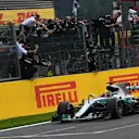 Race winner Lewis Hamilton (GBR) Mercedes-Benz F1 W08 Hybrid takes the chequered flag at Formula One World Championship, Rd12, Belgian Grand Prix, Race, Spa Francorchamps, Belgium, Sunday 27 August 2017. © Sutton Images