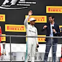Sebastian Vettel (GER) Ferrari, Lewis Hamilton (GBR) Mercedes AMG F1, Mark Webber (AUS) and Daniel Ricciardo (AUS) Red Bull Racing celebrate on the podium at Formula One World Championship, Rd12, Belgian Grand Prix, Race, Spa Francorchamps, Belgium, Sunday 27 August 2017. © Sutton Images