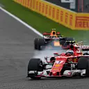 Kimi Raikkonen (FIN) Ferrari SF70-H locks up at Formula One World Championship, Rd12, Belgian Grand Prix, Race, Spa Francorchamps, Belgium, Sunday 27 August 2017. © Sutton Images