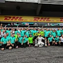 Race winner Lewis Hamilton (GBR) Mercedes AMG F1 celebrates with the team at Formula One World Championship, Rd12, Belgian Grand Prix, Race, Spa Francorchamps, Belgium, Sunday 27 August 2017. © Sutton Images