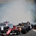 Kevin Magnussen (DEN) Haas VF-17 locks up and runs wide at the restart at Formula One World Championship, Rd12, Belgian Grand Prix, Race, Spa Francorchamps, Belgium, Sunday 27 August 2017. © Sutton Images