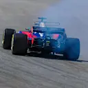 Brendon Hartley (NZL) Scuderia Toro Rosso STR12 with engine failure in FP1 at Formula One World Championship, Rd19, Brazilian Grand Prix, Practice, Interlagos, Sao Paulo, Brazil, Friday 10 November 2017. © Kym Illman/Sutton Images