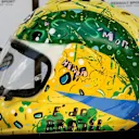 Special Edition helmet designed by Shock Maravillha (BRA) for Carlos Sainz (ESP) Renault Sport F1 Team at Formula One World Championship, Rd19, Brazilian Grand Prix, Practice, Interlagos, Sao Paulo, Brazil, Friday 10 November 2017. © Rubio/Sutton Images