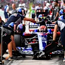 Pierre Gasly (FRA) Scuderia Toro Rosso STR12 pit stop at Formula One World Championship, Rd19, Brazilian Grand Prix, Qualifying, Interlagos, Sao Paulo, Brazil, Saturday 11 November 2017. © Mark Sutton/Sutton Images
