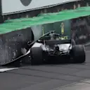 Lewis Hamilton (GBR) Mercedes-Benz F1 W08 Hybrid is carshed in Q1 at Formula One World Championship, Rd19, Brazilian Grand Prix, Qualifying, Interlagos, Sao Paulo, Brazil, Saturday 11 November 2017. © Mark Sutton/Sutton Images