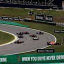Daniel Ricciardo (AUS) Red Bull Racing RB13 and Stoffel Vandoorne (BEL) McLaren MCL32 collide at the start of the race at Formula One World Championship, Rd19, Brazilian Grand Prix, Race, Interlagos, Sao Paulo, Brazil, Sunday 12 November 2017. © Manuel Goria/Sutton Images