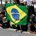 Fan with Brazilian flag at the podium celebrations at Formula One World Championship, Rd19, Brazilian Grand Prix, Race, Interlagos, Sao Paulo, Brazil, Sunday 12 November 2017. © Manuel Goria/Sutton Images