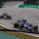 Marcus Ericsson (SWE) Sauber C36 and Pascal Wehrlein (GER) Sauber C36 at Formula One World Championship, Rd19, Brazilian Grand Prix, Race, Interlagos, Sao Paulo, Brazil, Sunday 12 November 2017. © Manuel Goria/Sutton Images