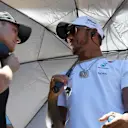 Valtteri Bottas (FIN) Mercedes AMG F1 and Lewis Hamilton (GBR) Mercedes AMG F1 on the drivers parade at Formula One World Championship, Rd19, Brazilian Grand Prix, Race, Interlagos, Sao Paulo, Brazil, Sunday 12 November 2017. © Mark Sutton/Sutton Images