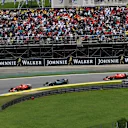 Sebastian Vettel (GER) Ferrari SF70-H leads at the start of the race is recovered at Formula One World Championship, Rd19, Brazilian Grand Prix, Race, Interlagos, Sao Paulo, Brazil, Sunday 12 November 2017. © Mark Sutton/Sutton Images