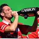 G Vietina (ITA) Ferrari celebrates on the podium with the champagne at Formula One World Championship, Rd19, Brazilian Grand Prix, Race, Interlagos, Sao Paulo, Brazil, Sunday 12 November 2017. © Mark Sutton/Sutton Images