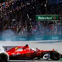 Sebastian Vettel (GER) Ferrari SF70-H performs donuts at the end of the race at Formula One World Championship, Rd19, Brazilian Grand Prix, Race, Interlagos, Sao Paulo, Brazil, Sunday 12 November 2017. © Glenn Dunbar/LAT/Sutton Images