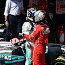 Valtteri Bottas (FIN) Mercedes AMG F1 and Sebastian Vettel (GER) Ferrari celebrate in parc ferme at Formula One World Championship, Rd19, Brazilian Grand Prix, Race, Interlagos, Sao Paulo, Brazil, Sunday 12 November 2017. © Mark Sutton/Sutton Images