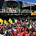 Podium celebrations at Formula One World Championship, Rd19, Brazilian Grand Prix, Race, Interlagos, Sao Paulo, Brazil, Sunday 12 November 2017. © Mark Sutton/Sutton Images