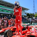 Race winner Sebastian Vettel (GER) Ferrari SF70-H celebrates in parc ferme at Formula One World Championship, Rd19, Brazilian Grand Prix, Race, Interlagos, Sao Paulo, Brazil, Sunday 12 November 2017. © Kym Illman/Sutton Images