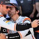 Vandoorne (BEL) McLaren and Alonso (ESP) McLaren selfie and kiss at the McLaren Team photo at Formula One World Championship, Rd19, Brazilian Grand Prix, Race, Interlagos, Sao Paulo, Brazil, Sunday 12 November 2017. © Mark Sutton/Sutton Images