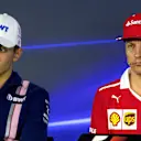 Esteban Ocon (FRA) Force India and Kimi Raikkonen (FIN) Ferrari in the Press Conference at Formula One World Championship, Rd19, Brazilian Grand Prix, Preparations, Interlagos, Sao Paulo, Brazil, Thursday 9 November 2017. © Kym Illman/Sutton Images