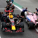 The car of Max Verstappen (NED) Red Bull Racing RB13 and Esteban Ocon (FRA) Force India VJM10 are pushed by mechanics at Formula One World Championship, Rd19, Brazilian Grand Prix, Preparations, Interlagos, Sao Paulo, Brazil, Thursday 9 November 2017. © Kym Illman/Sutton Images