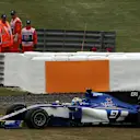 Marcus Ericsson (SWE) Sauber C36 runs through the gravel at Formula One World Championship, Rd10, British Grand Prix, Qualifying, Silverstone, England, Saturday 15 July 2017. © Sutton Images