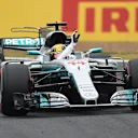 Pole sitter Lewis Hamilton (GBR) Mercedes-Benz F1 W08 Hybrid celebrates at Formula One World Championship, Rd10, British Grand Prix, Qualifying, Silverstone, England, Saturday 15 July 2017. © Sutton Images