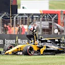 Race retiree Jolyon Palmer (GBR) Renault Sport F1 Team RS17 stops on track on the parade lap at Formula One World Championship, Rd10, British Grand Prix, Race, Silverstone, England, Sunday 16 July 2017. © Sutton Images