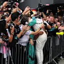 Race winner Lewis Hamilton (GBR) Mercedes AMG F1 celebrates in parc ferme at Formula One World Championship, Rd10, British Grand Prix, Race, Silverstone, England, Sunday 16 July 2017. © Sutton Images