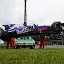 The car of Carlos Sainz jr (ESP) Scuderia Toro Rosso STR12 is recovered after FP1 at Formula One World Championship, Rd7, Canadian Grand Prix, Practice, Montreal, Canada, Friday 9 June 2017. © Sutton Images