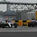 Lewis Hamilton (GBR) Mercedes-Benz F1 W08 Hybrid and Romain Grosjean (FRA) Haas VF-17 at Formula One World Championship, Rd7, Canadian Grand Prix, Practice, Montreal, Canada, Friday 9 June 2017. © Sutton Motorsport Images
